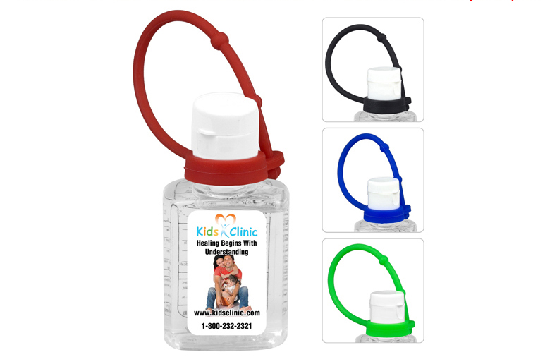 0.5 oz Compact Hand Sanitizer Antibacterial Gel in Flip-Top Squeeze Bottle with Colorful Silicone Leash